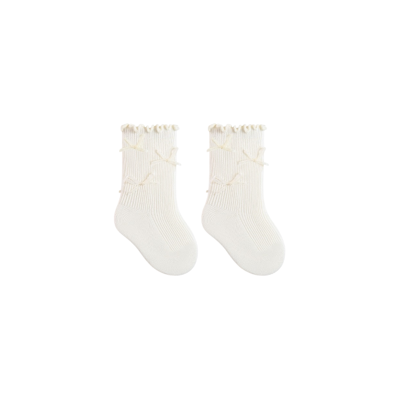 White lace edge cotton baby socks – delicate lace cuff baby socks for toddlers