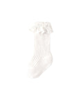 White lace frill baby socks – soft cotton hollow knit socks for girls and toddlers

