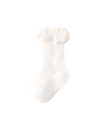 White lace frill baby socks – soft cotton hollow knit socks for girls and toddlers

