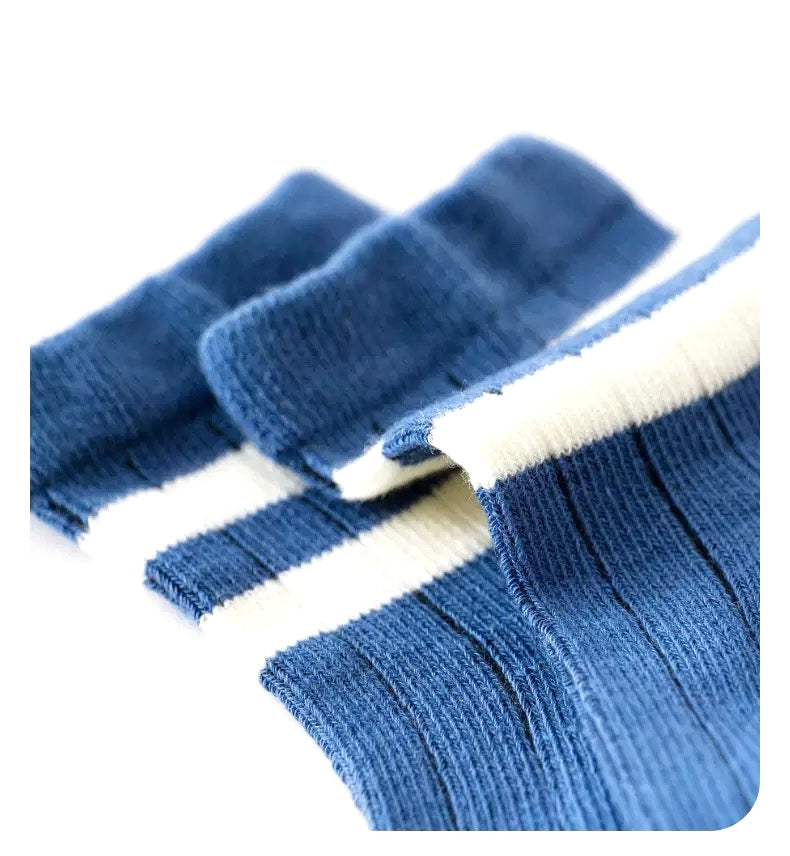 Navy baby socks with stripe and bear design – cotton baby socks UK
