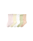 5-Pack Pastel Lace-Trim Baby Socks – Soft Cotton Baby Socks with Frilled Edge