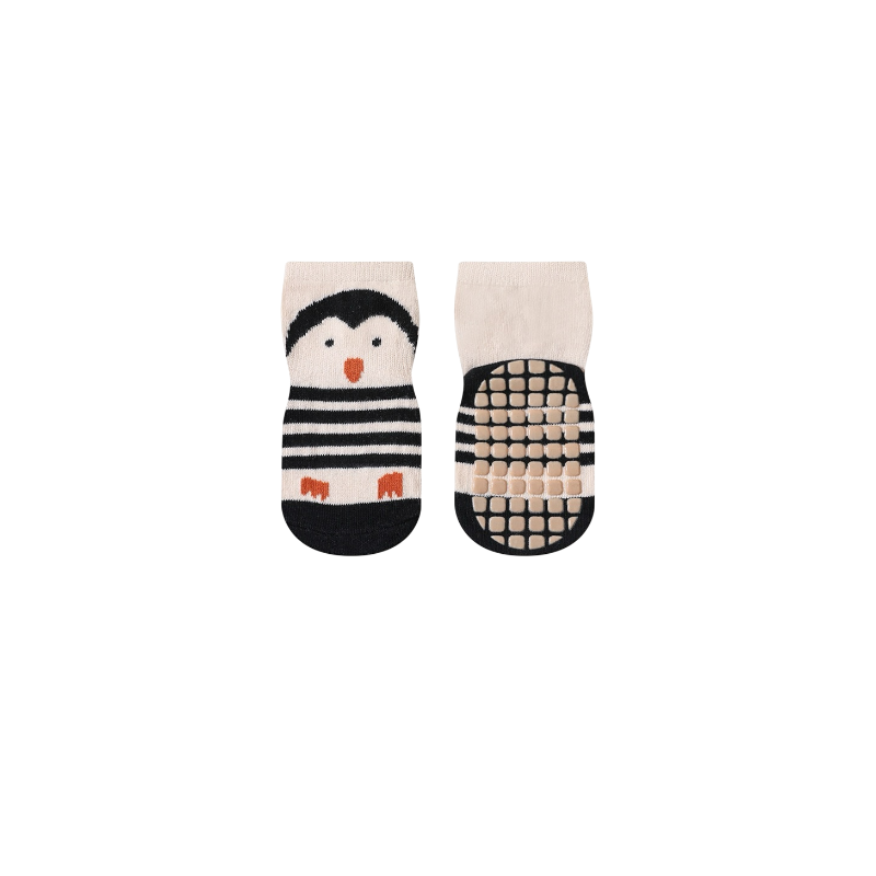 Penguin anti-slip baby socks – soft cotton cartoon grip socks for babies