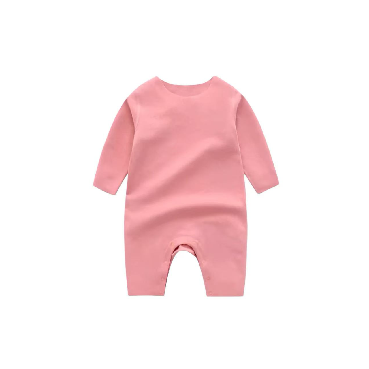 Soft pink cotton baby romper with long sleeves, simple one-piece outfit for newborns