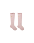 Pink scalloped knee-high baby socks – soft pastel cotton socks for babies