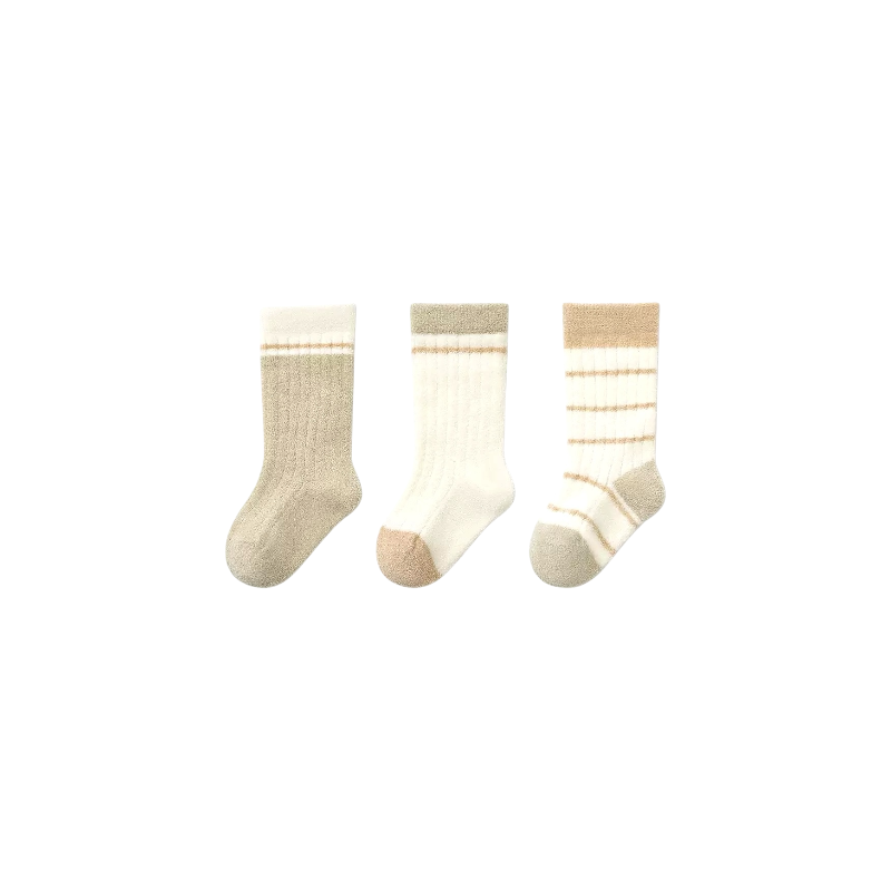 3-pair ribbed knit baby socks set with warm neutral tones – BabyWonders UK