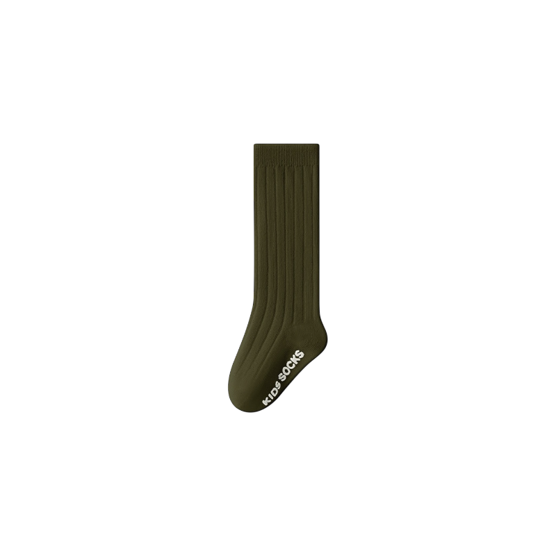 olive sock with brand name on a white background
