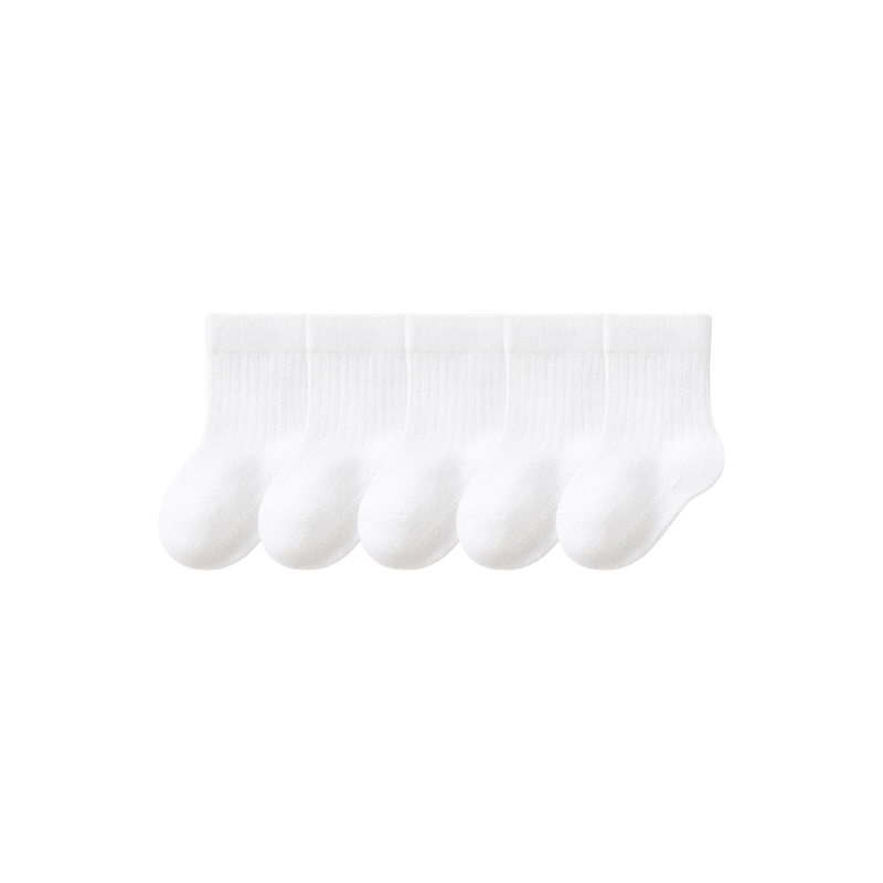 Set of 5 ribbed cotton baby socks – breathable and gentle for infants