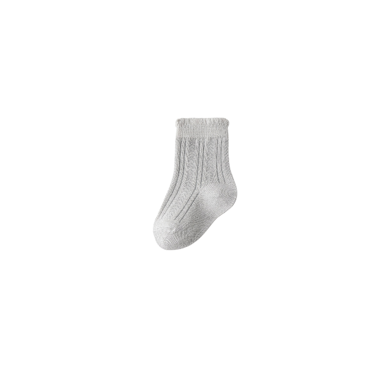 Grey ribbed cotton baby sock – breathable and comfy baby socks