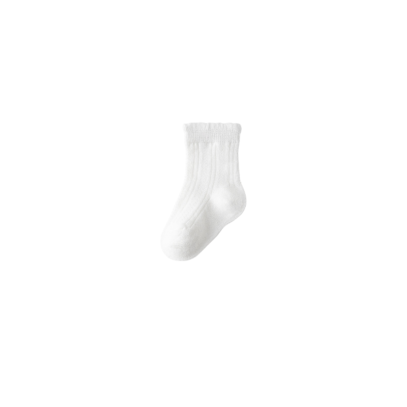 White ribbed cotton baby sock – everyday soft socks for babies