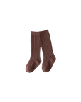 brown ribbed long baby socks – comfortable cotton socks for babies and toddlers