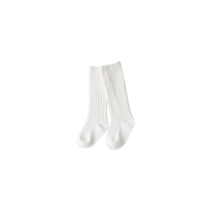 Ribbed long cotton baby socks in multiple colours – soft breathable knee-high socks for babies and toddlers