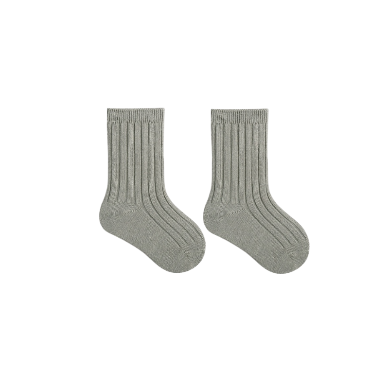 Sage green ribbed baby cotton socks – breathable toddler socks UK