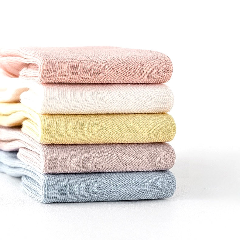 Stack of soft ribbed cotton baby socks – pastel colours for daily wear UK