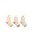 3-pair striped bear baby socks set in beige and cream by BabyWonders UK – cotton socks for newborns and toddlers