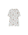 Baby wearing surf print zip swim romper in white, breathable quick dry baby swimwear for beach and summer holidays