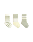 Baby wearing thick winter socks in yellow and grey – warm cotton socks for toddlers