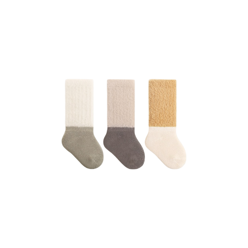 Blue and beige two-tone cotton baby socks – winter baby socks UK