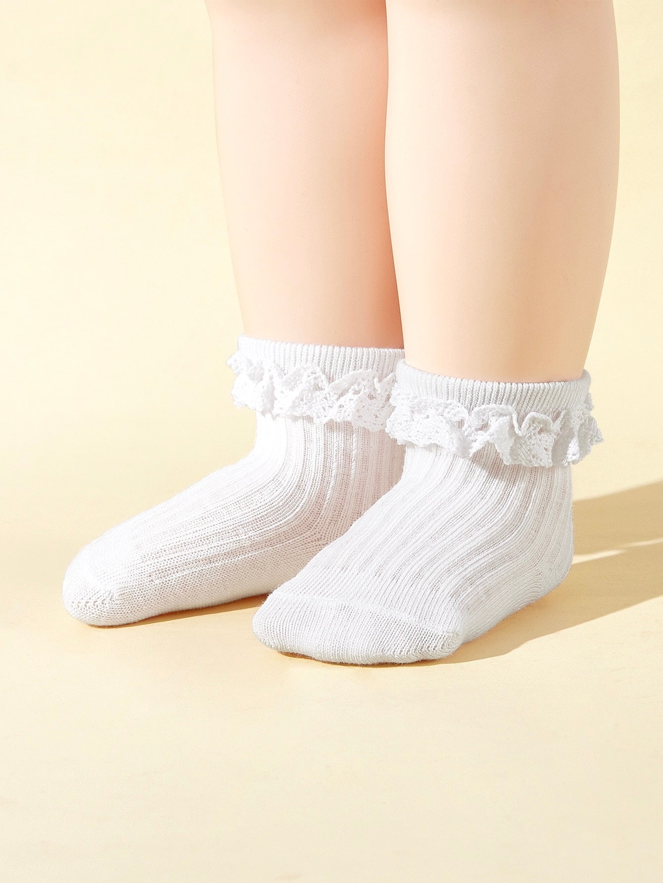 White lace trim baby socks – breathable cotton non-slip baby socks