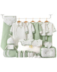 Winter baby gift set 28 pieces, dark sea green winter warmers newborn essentials box, cozy cotton baby clothes set, baby shower gift
