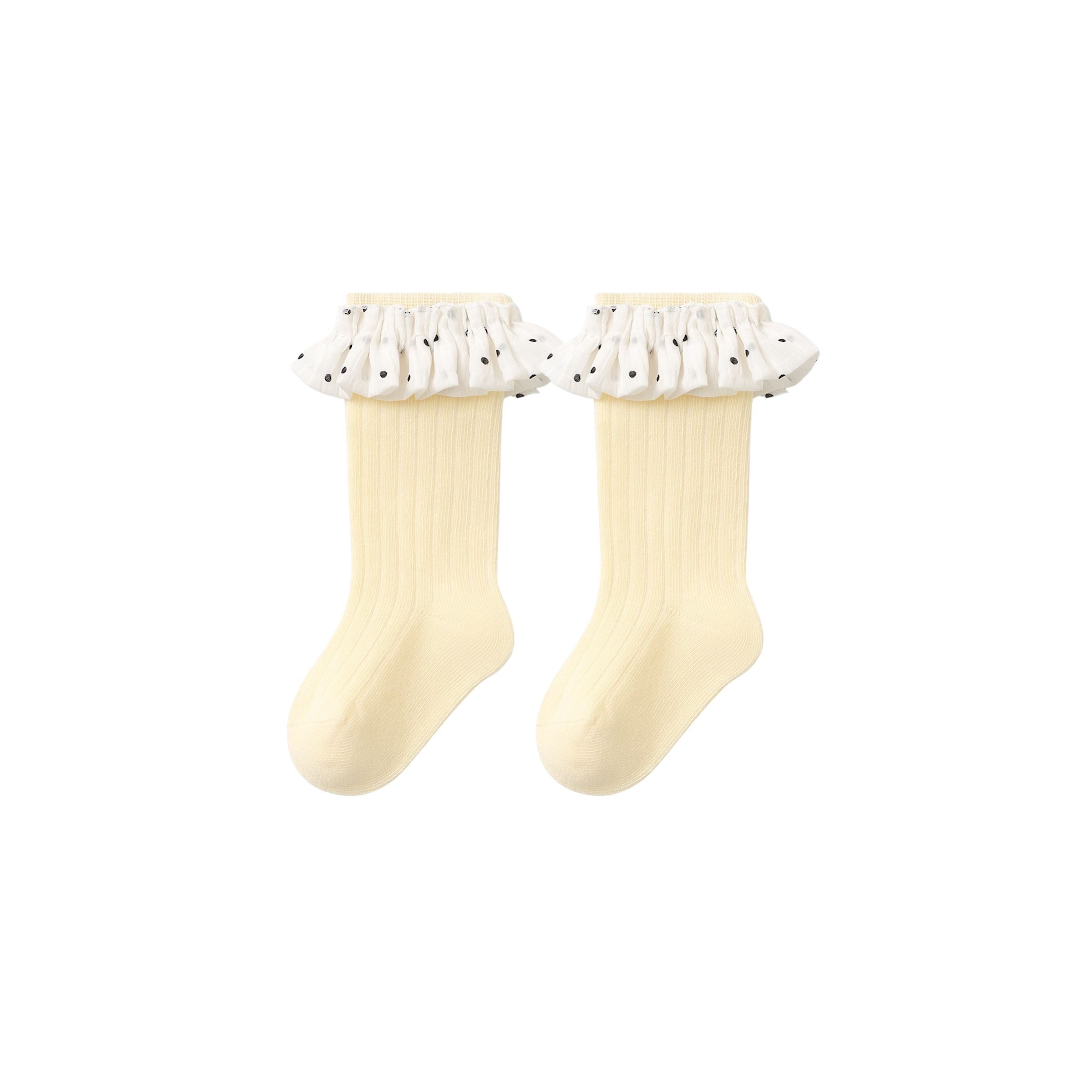 Yellow frill baby socks with polka dots – comfortable cotton baby socks UK