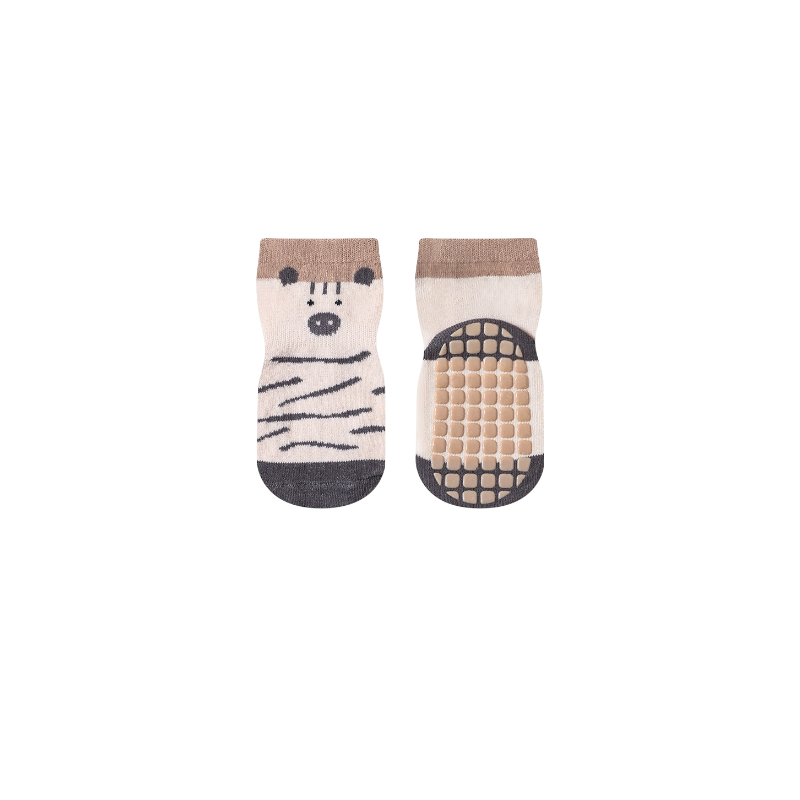 Zebra and checkered animal baby socks – non-slip cotton socks for toddlers